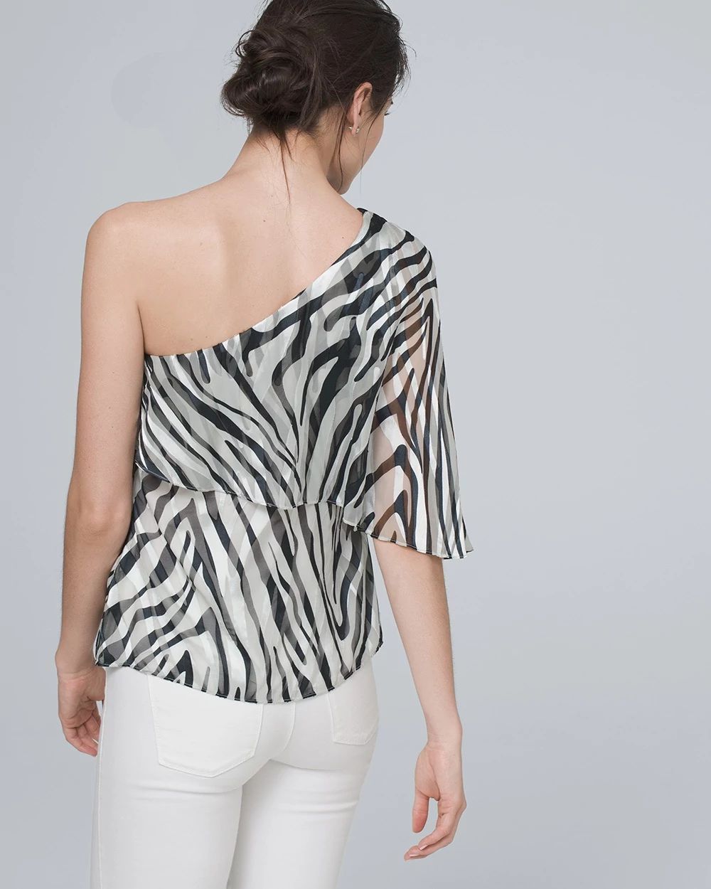 Zebra one shoulder top new arrivals